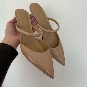 Michael Kors Beige Patent Leather Pointed Toe Mules